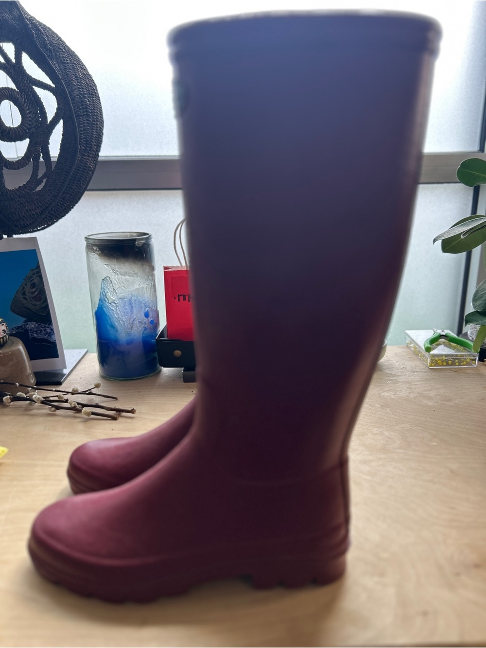 women’s Waterproof Rain Boots in oxblood worn once - Picture 8 of 10